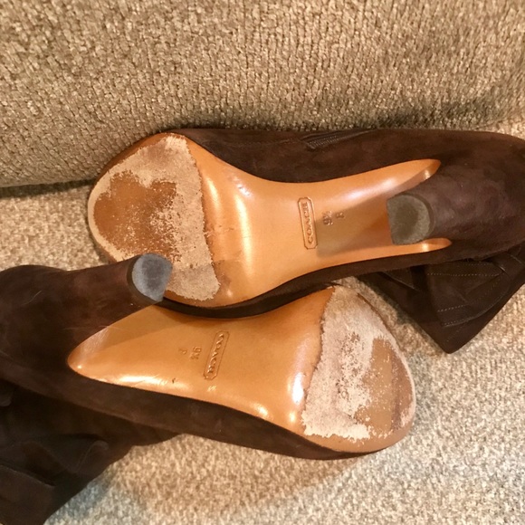 Coach brown suede ankle boots with bow trim 9.5 - Picture 5 of 5